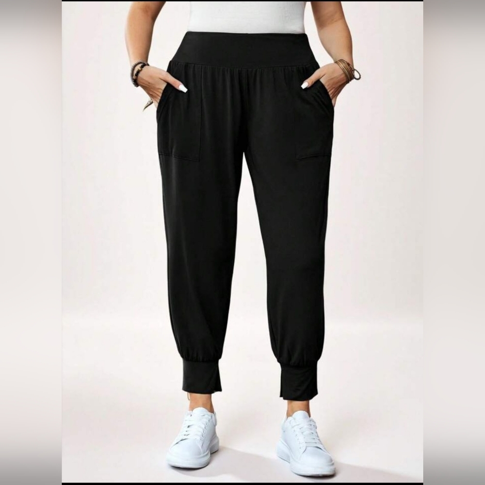 Plus Size Black Jogger Pants